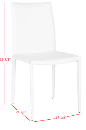 Safavieh KARNA KD Side Chairs - Stylish, Durable Metal Framed Seating with Soft Upholstery for Modern Spaces White / Crocodile FOX2009P-SET2