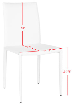 Safavieh KARNA KD Side Chairs - Stylish, Durable Metal Framed Seating with Soft Upholstery for Modern Spaces White / Crocodile FOX2009P-SET2