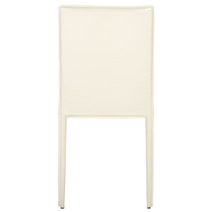 Safavieh KARNA KD Side Chairs - Stylish, Durable Metal Framed Seating with Soft Upholstery for Modern Spaces White / Crocodile FOX2009P-SET2