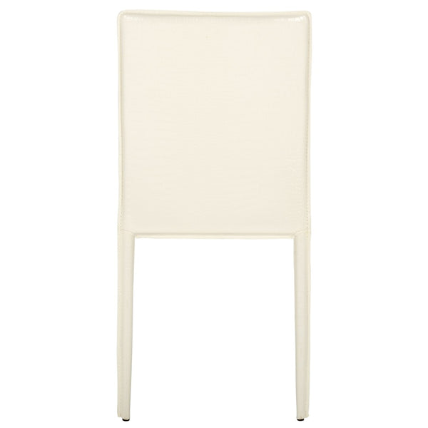 Safavieh KARNA KD Side Chairs - Stylish, Durable Metal Framed Seating with Soft Upholstery for Modern Spaces White / Crocodile FOX2009P-SET2