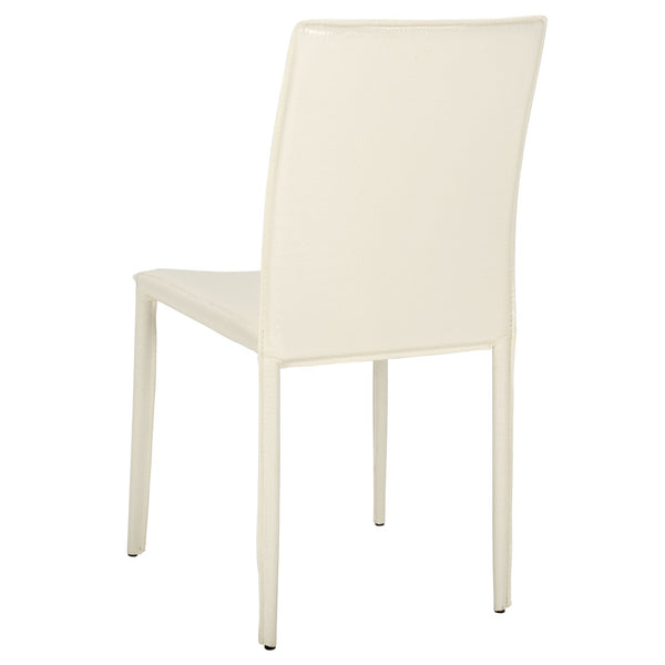 Safavieh KARNA KD Side Chairs - Stylish, Durable Metal Framed Seating with Soft Upholstery for Modern Spaces White / Crocodile FOX2009P-SET2