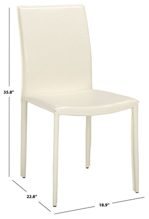 Safavieh KARNA KD Side Chairs - Stylish, Durable Metal Framed Seating with Soft Upholstery for Modern Spaces White / Crocodile FOX2009P-SET2