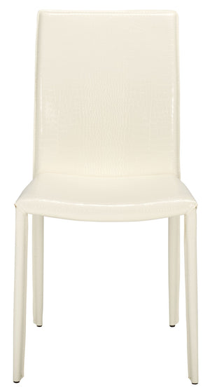 Safavieh KARNA KD Side Chairs - Stylish, Durable Metal Framed Seating with Soft Upholstery for Modern Spaces White / Crocodile FOX2009P-SET2