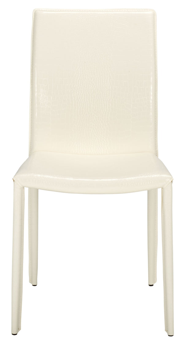 Safavieh KARNA KD Side Chairs - Stylish, Durable Metal Framed Seating with Soft Upholstery for Modern Spaces White / Crocodile FOX2009P-SET2
