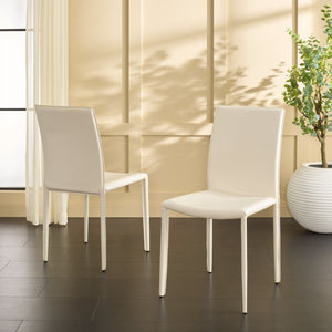 Safavieh KARNA KD Side Chairs - Stylish, Durable Metal Framed Seating with Soft Upholstery for Modern Spaces White / Crocodile FOX2009P-SET2