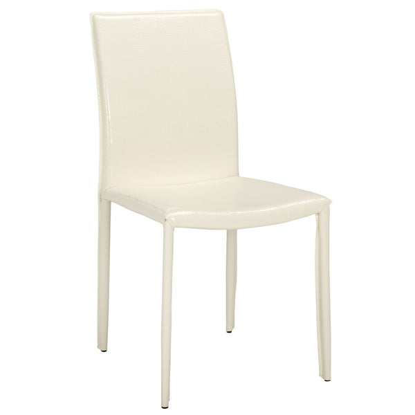 Safavieh KARNA KD Side Chairs - Stylish, Durable Metal Framed Seating with Soft Upholstery for Modern Spaces White / Crocodile FOX2009P-SET2
