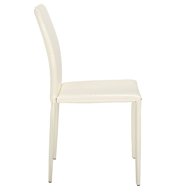Safavieh KARNA KD Side Chairs - Stylish, Durable Metal Framed Seating with Soft Upholstery for Modern Spaces White / Crocodile FOX2009P-SET2