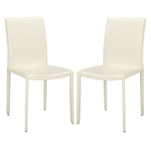 Safavieh KARNA KD Side Chairs - Stylish, Durable Metal Framed Seating with Soft Upholstery for Modern Spaces White / Crocodile FOX2009P-SET2