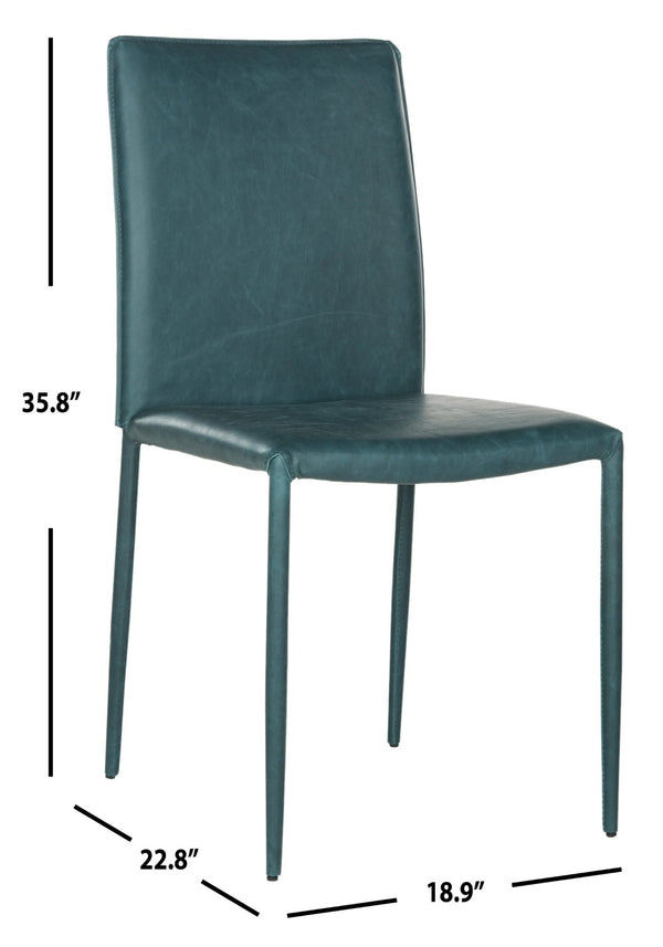 Safavieh KARNA KD Side Chairs - Contemporary Glossy Design for Modern Dining and Office Spaces, Easy Clean Antique Teal FOX2009R-SET2
