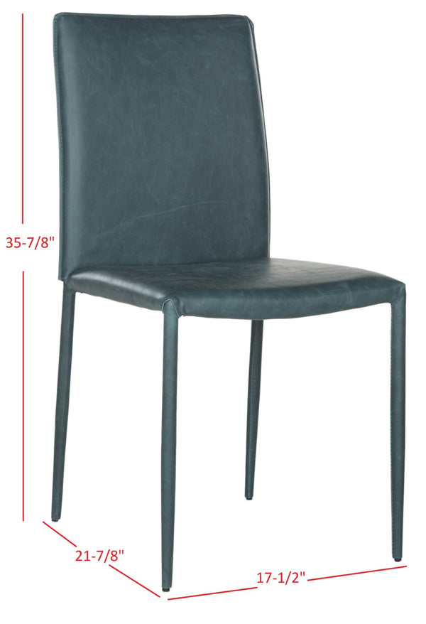 Safavieh KARNA KD Side Chairs - Contemporary Glossy Design for Modern Dining and Office Spaces, Easy Clean Antique Teal FOX2009R-SET2