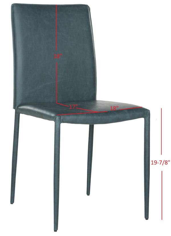 Safavieh KARNA KD Side Chairs - Contemporary Glossy Design for Modern Dining and Office Spaces, Easy Clean Antique Teal FOX2009R-SET2