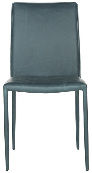 Safavieh KARNA KD Side Chairs - Contemporary Glossy Design for Modern Dining and Office Spaces, Easy Clean Antique Teal FOX2009R-SET2