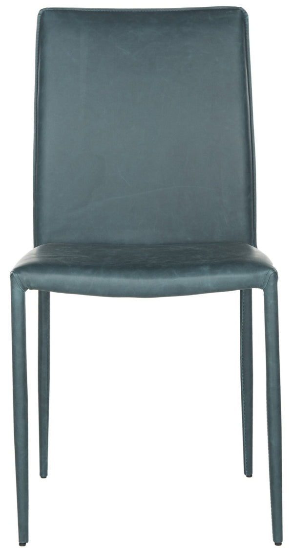 Safavieh KARNA KD Side Chairs - Contemporary Glossy Design for Modern Dining and Office Spaces, Easy Clean Antique Teal FOX2009R-SET2