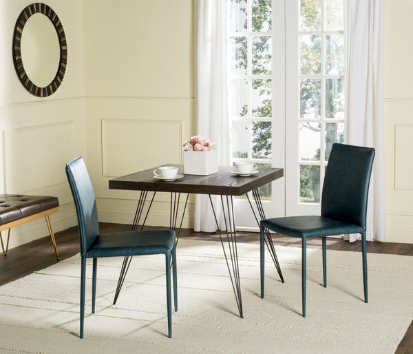 Safavieh KARNA KD Side Chairs - Contemporary Glossy Design for Modern Dining and Office Spaces, Easy Clean Antique Teal FOX2009R-SET2