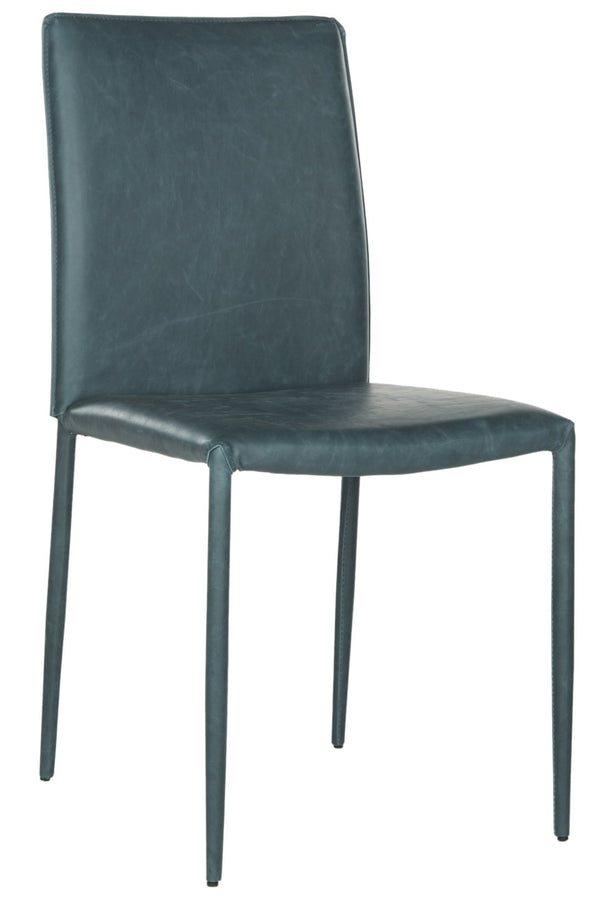 Safavieh KARNA KD Side Chairs - Contemporary Glossy Design for Modern Dining and Office Spaces, Easy Clean Antique Teal FOX2009R-SET2