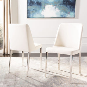 Safavieh BALTIC Side Chairs - Modern Design with Comfortable PU Upholstery for Stylish Dining and Living Spaces White FOX2012A-SET2