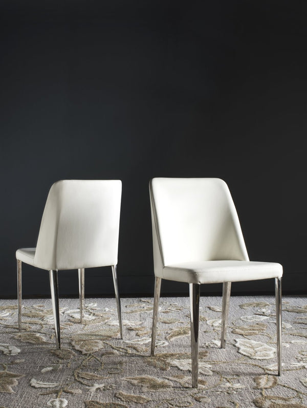 Safavieh BALTIC Side Chairs - Modern Design with Comfortable PU Upholstery for Stylish Dining and Living Spaces White FOX2012A-SET2