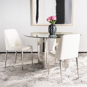 Safavieh BALTIC Side Chairs - Modern Design with Comfortable PU Upholstery for Stylish Dining and Living Spaces White FOX2012A-SET2