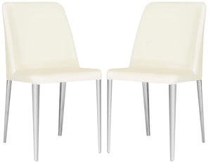 Safavieh BALTIC Side Chairs - Modern Design with Comfortable PU Upholstery for Stylish Dining and Living Spaces White FOX2012A-SET2
