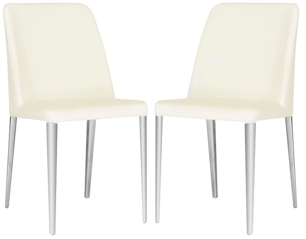 Safavieh BALTIC Side Chairs - Modern Design with Comfortable PU Upholstery for Stylish Dining and Living Spaces White FOX2012A-SET2