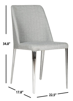 Safavieh BALTIC Grey Side Chairs - Modern PU Upholstered Dining Chairs with Metal Frame for Stylish Spaces FOX2012G-SET2