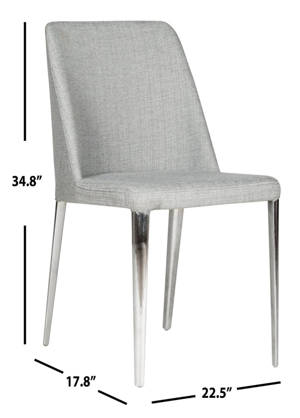 Safavieh BALTIC Grey Side Chairs - Modern PU Upholstered Dining Chairs with Metal Frame for Stylish Spaces FOX2012G-SET2