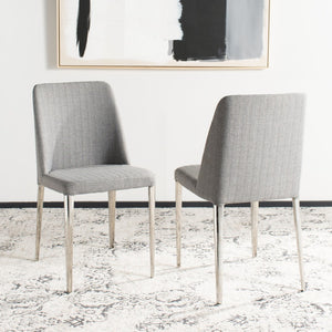 Safavieh BALTIC Grey Side Chairs - Modern PU Upholstered Dining Chairs with Metal Frame for Stylish Spaces FOX2012G-SET2