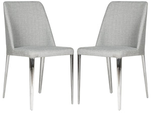 Safavieh BALTIC Grey Side Chairs - Modern PU Upholstered Dining Chairs with Metal Frame for Stylish Spaces FOX2012G-SET2