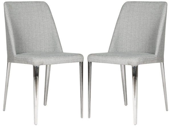 Safavieh BALTIC Grey Side Chairs - Modern PU Upholstered Dining Chairs with Metal Frame for Stylish Spaces FOX2012G-SET2