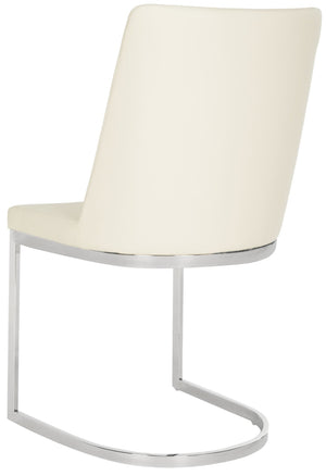 Safavieh PARKSTON Side Chairs – Contemporary Metal Frame with Soft Upholstery for Elegant Dining Comfort White FOX2013A-SET2
