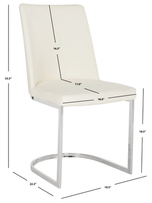 Safavieh PARKSTON Side Chairs – Contemporary Metal Frame with Soft Upholstery for Elegant Dining Comfort White FOX2013A-SET2