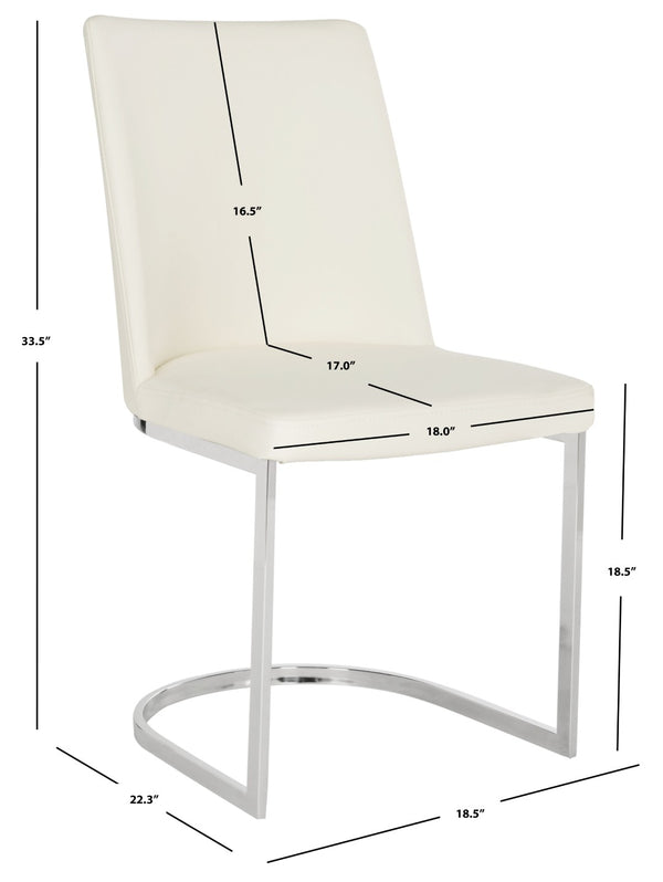 Safavieh PARKSTON Side Chairs – Contemporary Metal Frame with Soft Upholstery for Elegant Dining Comfort White FOX2013A-SET2