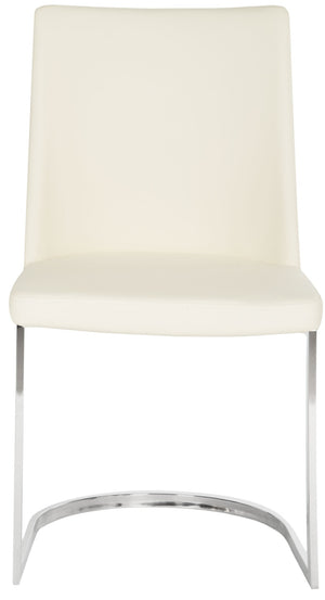 Safavieh PARKSTON Side Chairs – Contemporary Metal Frame with Soft Upholstery for Elegant Dining Comfort White FOX2013A-SET2