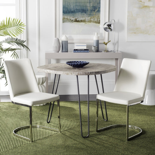 Safavieh PARKSTON Side Chairs – Contemporary Metal Frame with Soft Upholstery for Elegant Dining Comfort White FOX2013A-SET2