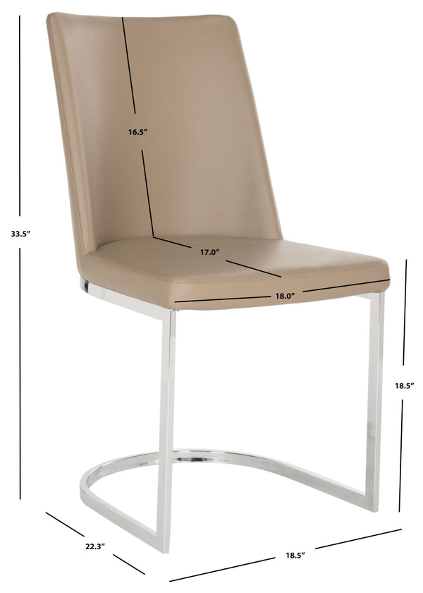 Safavieh PARKSTON Side Chairs – Contemporary Metal Frame with Soft Upholstery for Elegant Dining Comfort Taupe FOX2013E-SET2