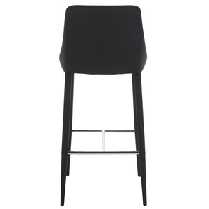 Safavieh Summerset Bar Stool - Contemporary Urban Style With Pu Leather Comfort For Modern Kitchen Spaces Black FOX2016B