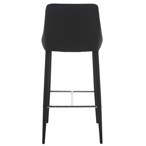 Safavieh Summerset Bar Stool - Contemporary Urban Style With Pu Leather Comfort For Modern Kitchen Spaces Black FOX2016B