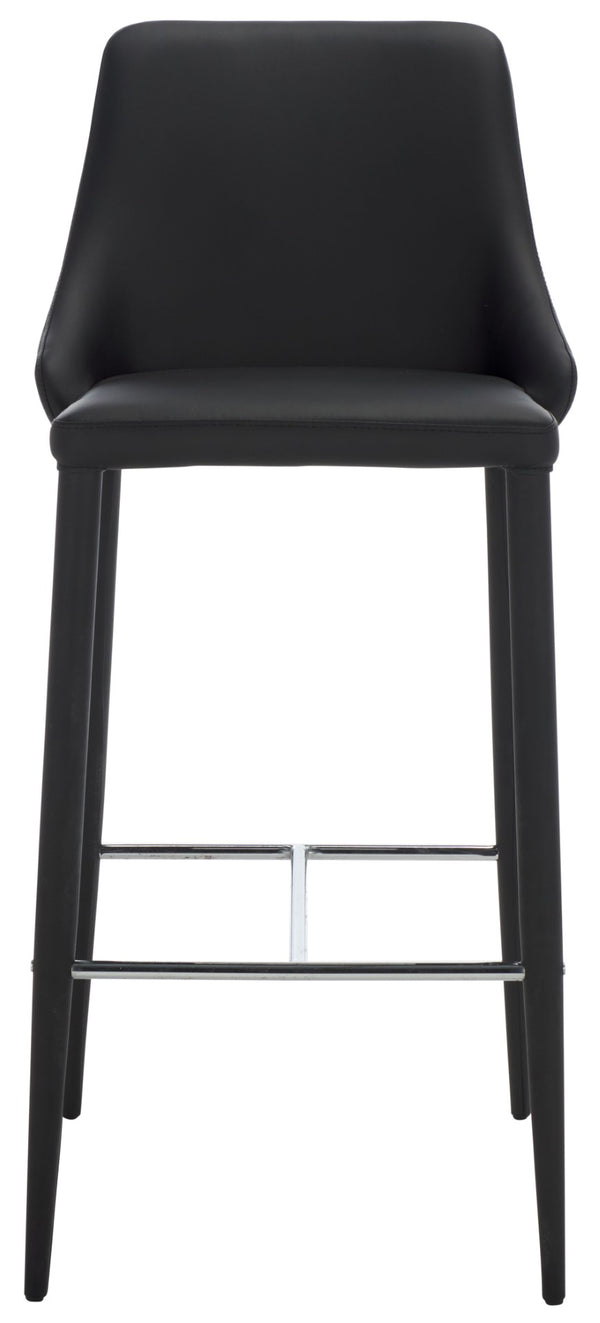 Safavieh Summerset Bar Stool - Contemporary Urban Style With Pu Leather Comfort For Modern Kitchen Spaces Black FOX2016B