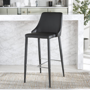 Safavieh Summerset Bar Stool - Contemporary Urban Style With Pu Leather Comfort For Modern Kitchen Spaces Black FOX2016B