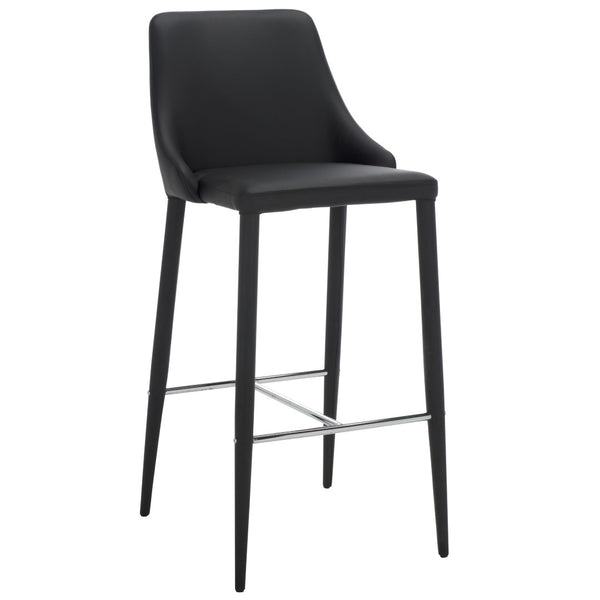 Safavieh Summerset Bar Stool - Contemporary Urban Style With Pu Leather Comfort For Modern Kitchen Spaces Black FOX2016B