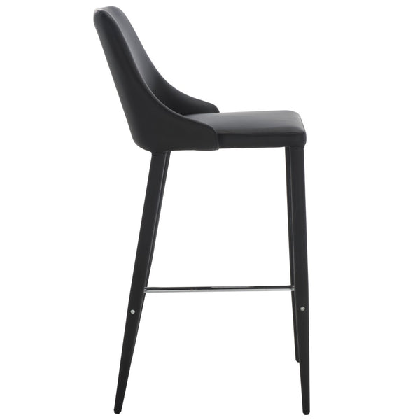 Safavieh Summerset Bar Stool - Contemporary Urban Style With Pu Leather Comfort For Modern Kitchen Spaces Black FOX2016B