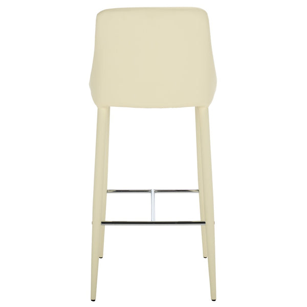 Safavieh Summerset Bar Stool - Contemporary Urban Style With Pu Leather Comfort For Modern Kitchen Spaces Butter Cream FOX2016C