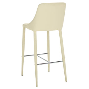 Safavieh Summerset Bar Stool - Contemporary Urban Style With Pu Leather Comfort For Modern Kitchen Spaces Butter Cream FOX2016C