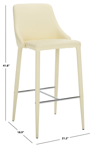 Safavieh Summerset Bar Stool - Contemporary Urban Style With Pu Leather Comfort For Modern Kitchen Spaces Butter Cream FOX2016C