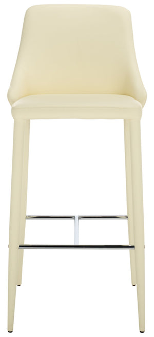 Safavieh Summerset Bar Stool - Contemporary Urban Style With Pu Leather Comfort For Modern Kitchen Spaces Butter Cream FOX2016C