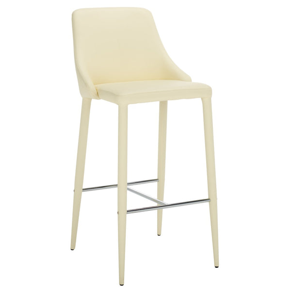 Safavieh Summerset Bar Stool - Contemporary Urban Style With Pu Leather Comfort For Modern Kitchen Spaces Butter Cream FOX2016C