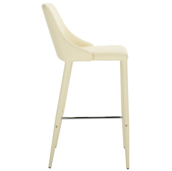 Safavieh Summerset Bar Stool - Contemporary Urban Style With Pu Leather Comfort For Modern Kitchen Spaces Butter Cream FOX2016C