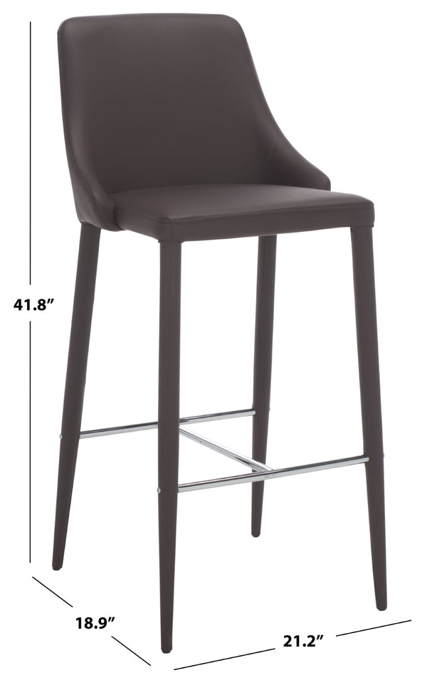 Safavieh Summerset Bar Stool - Contemporary Urban Style With Pu Leather Comfort For Modern Kitchen Spaces Brown FOX2016D