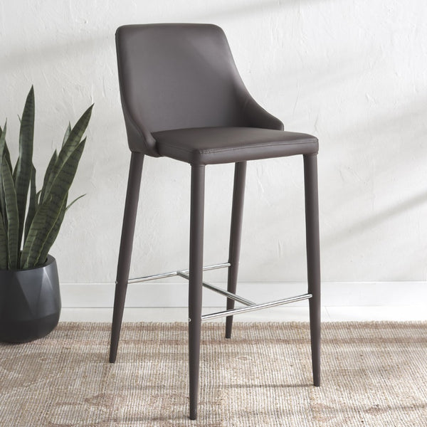 Safavieh Summerset Bar Stool - Contemporary Urban Style With Pu Leather Comfort For Modern Kitchen Spaces Brown FOX2016D