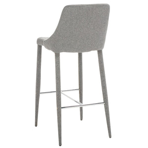 Safavieh Summerset Bar Stool - Contemporary Urban Style With Pu Leather Comfort For Modern Kitchen Spaces Grey Linen FOX2016G